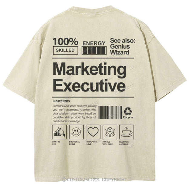 Marketing Executive Unisex Fit Washed T-Shirt Customscool