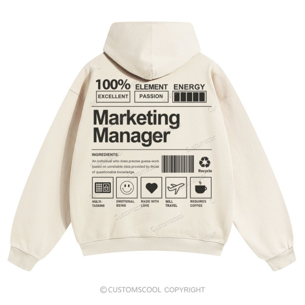 Marketing Manager Solid Color Hoodie Customscool