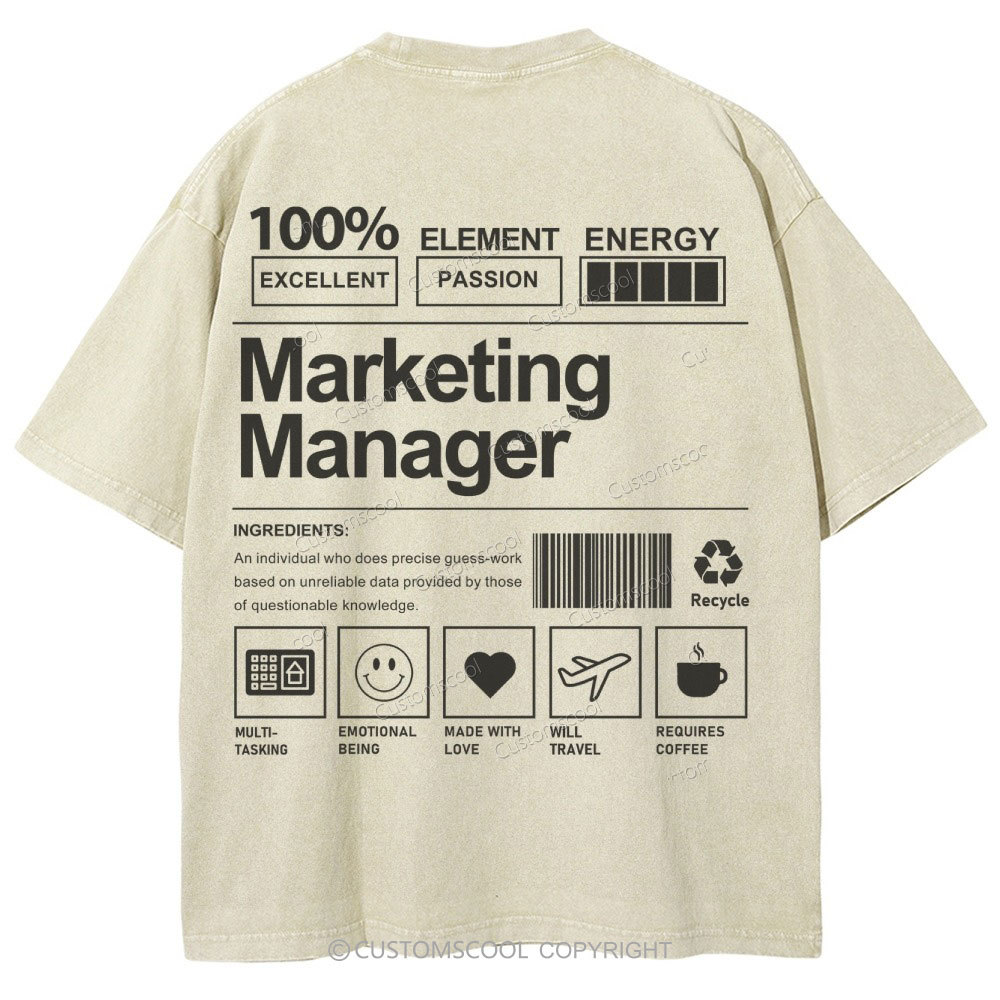 Marketing Manager Unisex Fit Washed T-Shirt Customscool