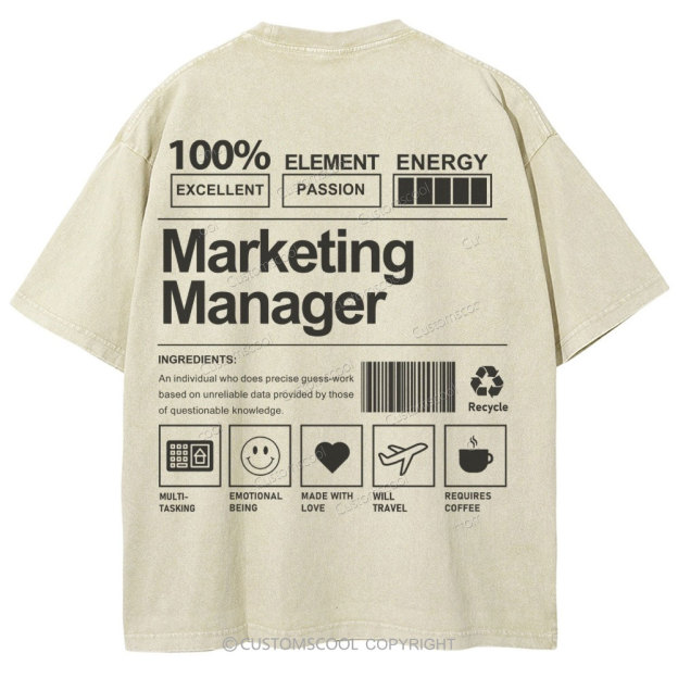 Marketing Manager Unisex Fit Washed T-Shirt Customscool