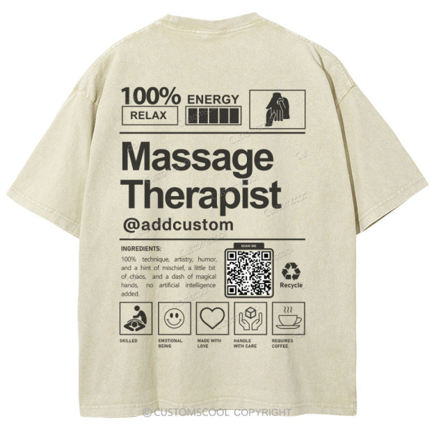 Massage Therapist Addcustom QR Code Unisex Fit Washed T-Shirt Customscool