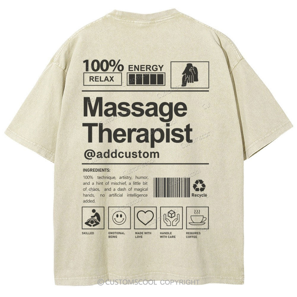 Massage Therapist Addcustom Unisex Fit Washed T-Shirt