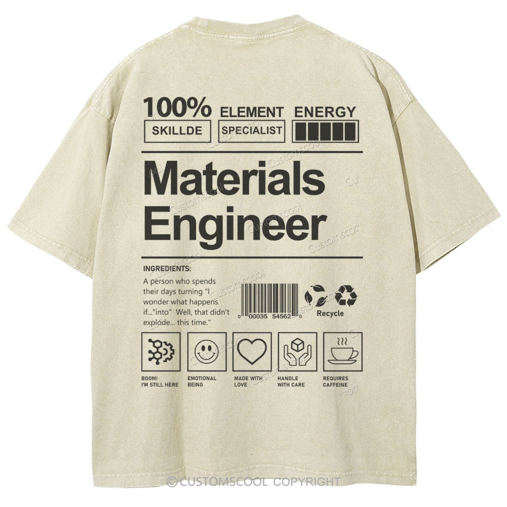 Materials Engineer Unisex Fit Washed T-Shirt
