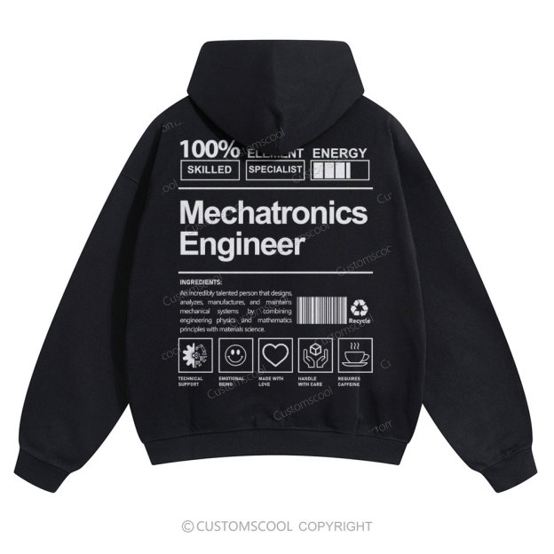 Mechatronics Engineer Solid Color Hoodie Customscool