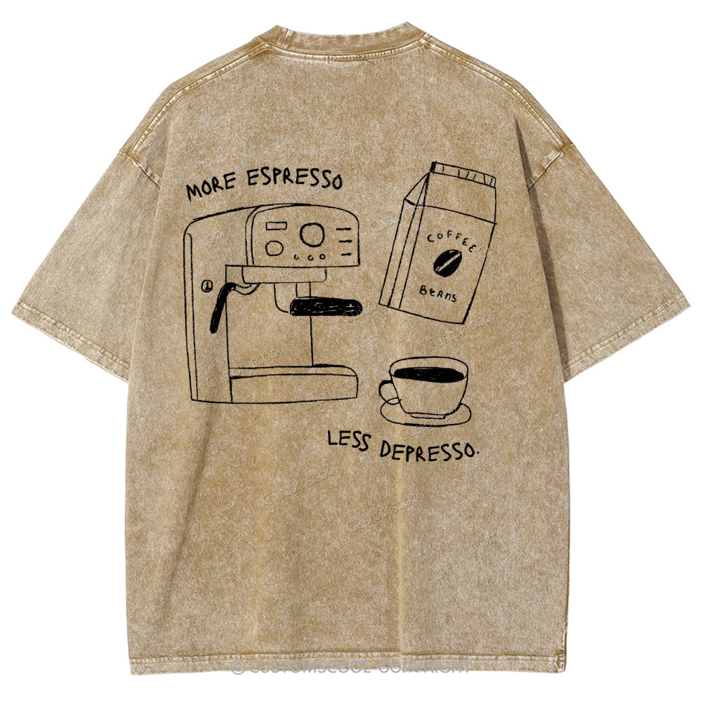 More espresso less depresso minimalistic Unisex Fit Washed T-Shirt Customscool