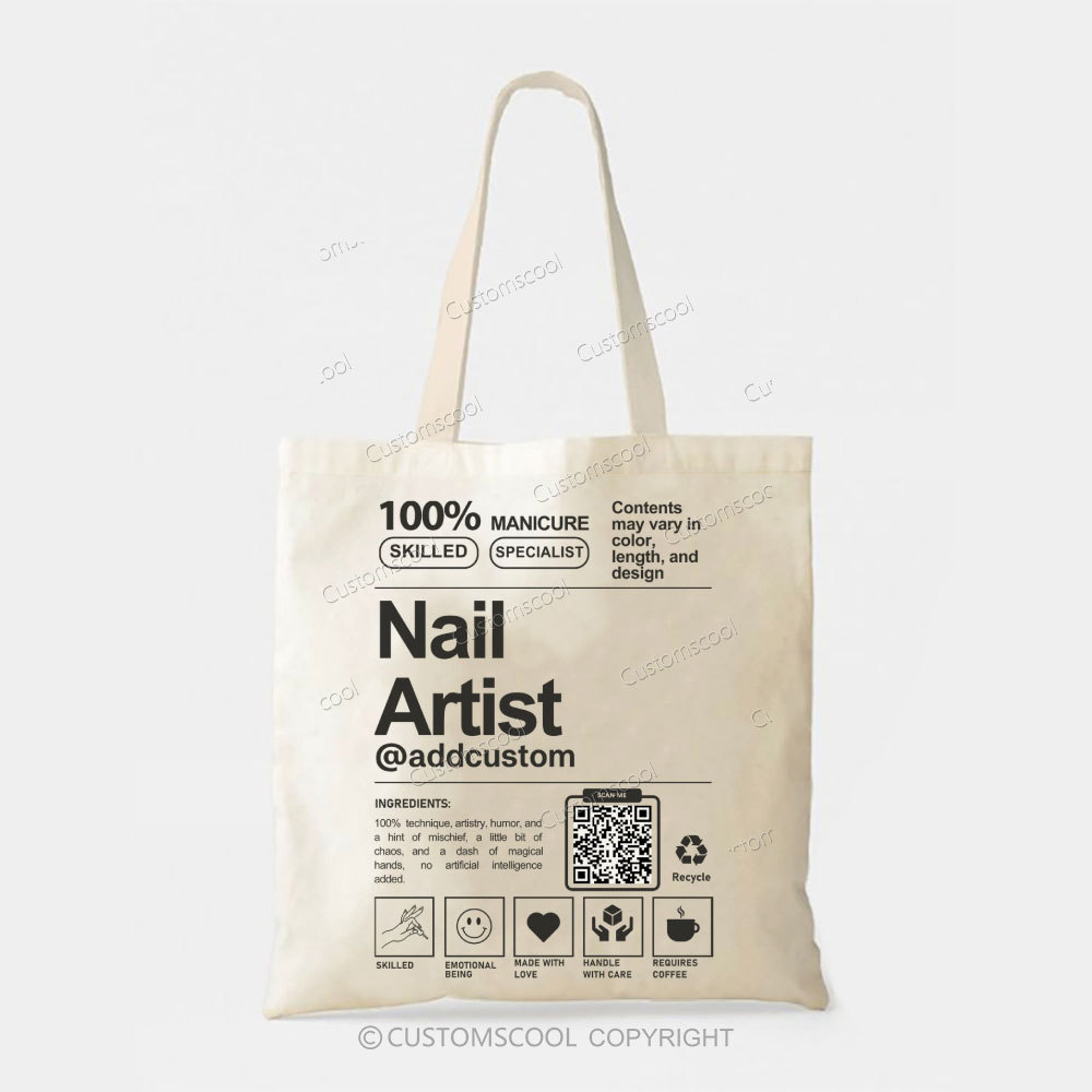 Nail Artist Addcustom QR Code Tote Bag Customscool