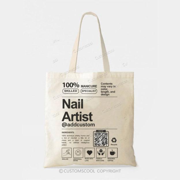 Nail Artist Addcustom QR Code Tote Bag Customscool