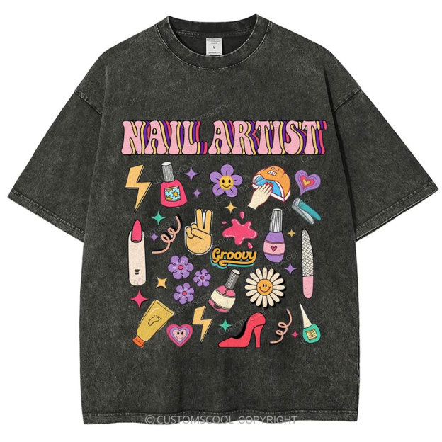 Nail Artist Unisex Fit Washed T-Shirt Customscool