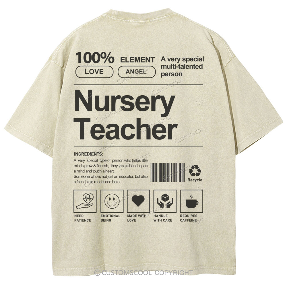 Nursery Teacher Unisex Fit Washed T-Shirt Customscool