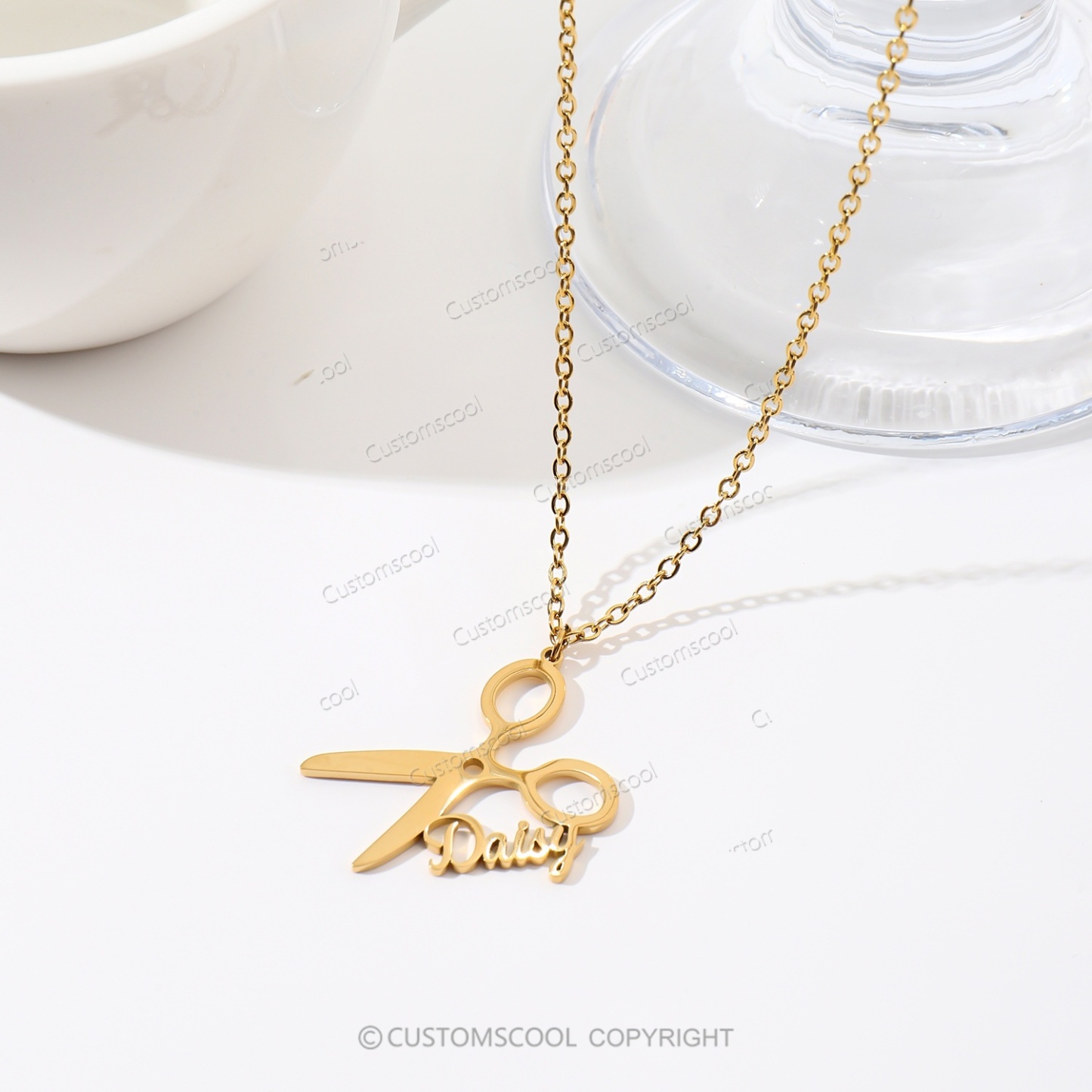 Customizable Barber Name Scissors Necklace Customscool