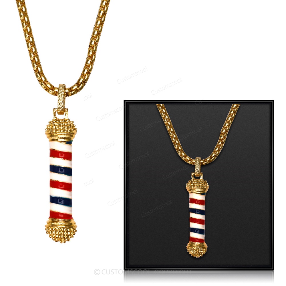 Barber shop rotating light razor razor hair salon seat hair dryer scissors necklace and Scissors comb brooch Customscool