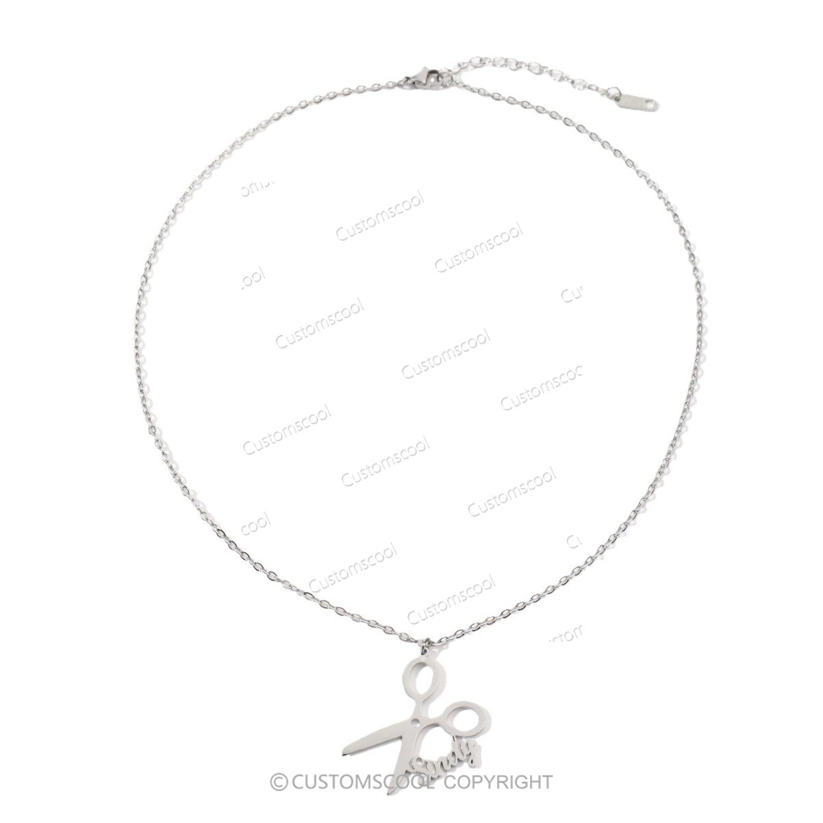 Customizable Barber Name Scissors Necklace Customscool