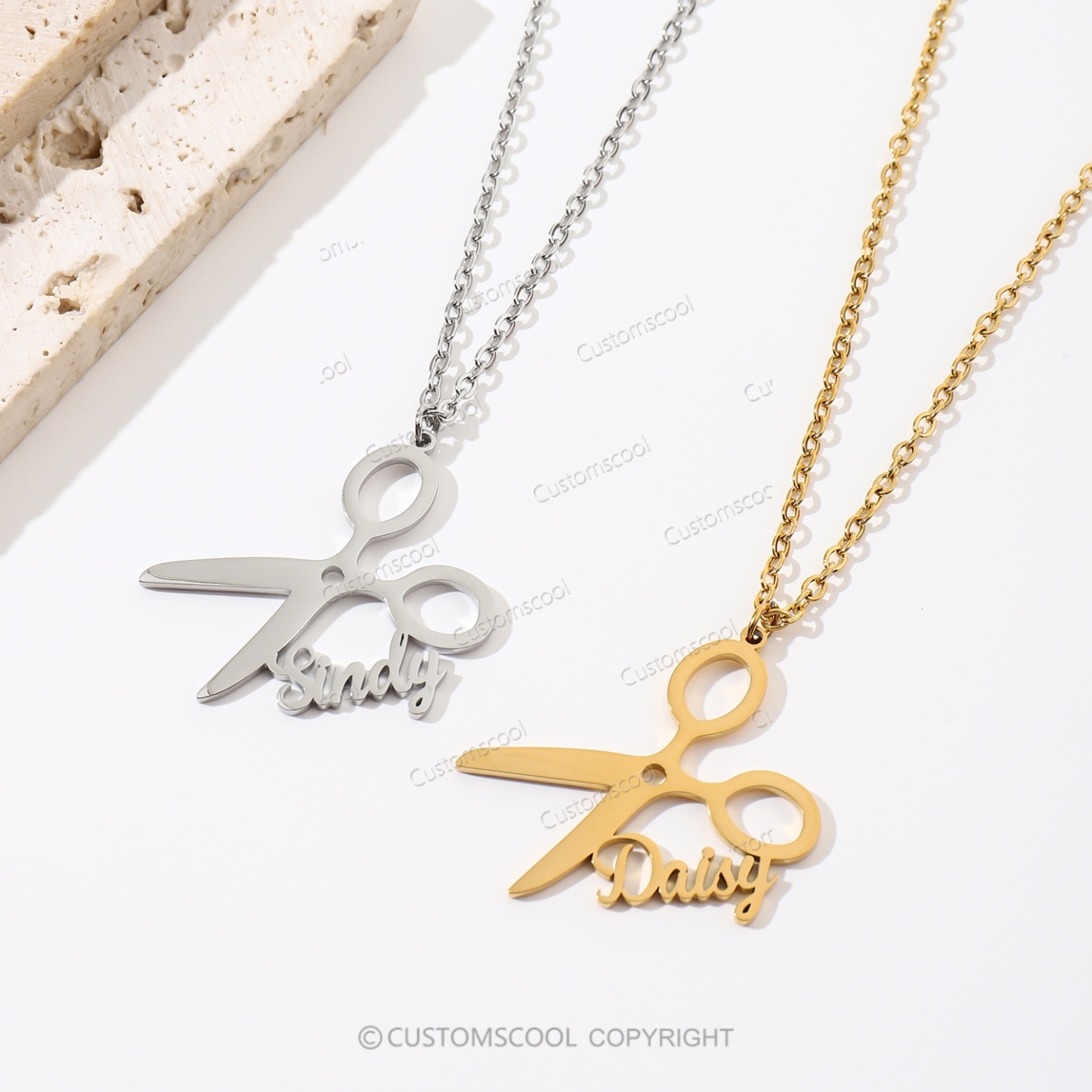 Customizable Barber Name Scissors Necklace Customscool