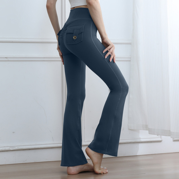 ‌High-Waisted Cargo Pocket Stretch Flared Legging Customscool