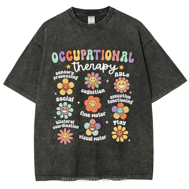 Occupational Therapy Unisex Fit Washed T-Shirt Customscool