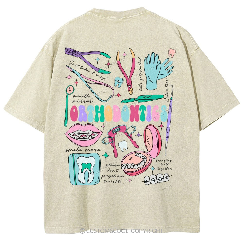 Orthodontics Unisex Fit Washed T-Shirt Customscool
