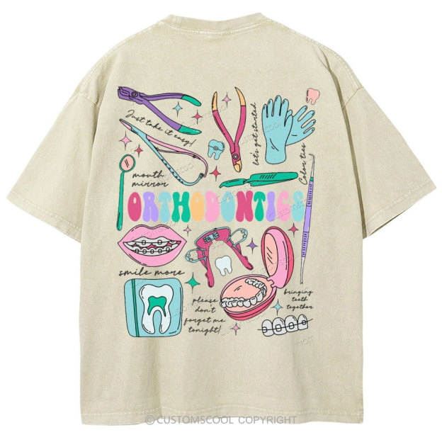 Orthodontics Unisex Fit Washed T-Shirt Customscool