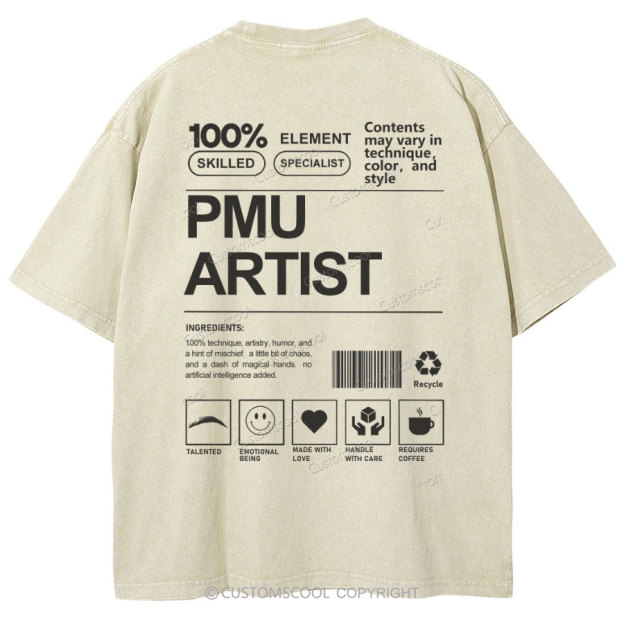 PMU Artist Unisex Fit Washed T-Shirt Customscool