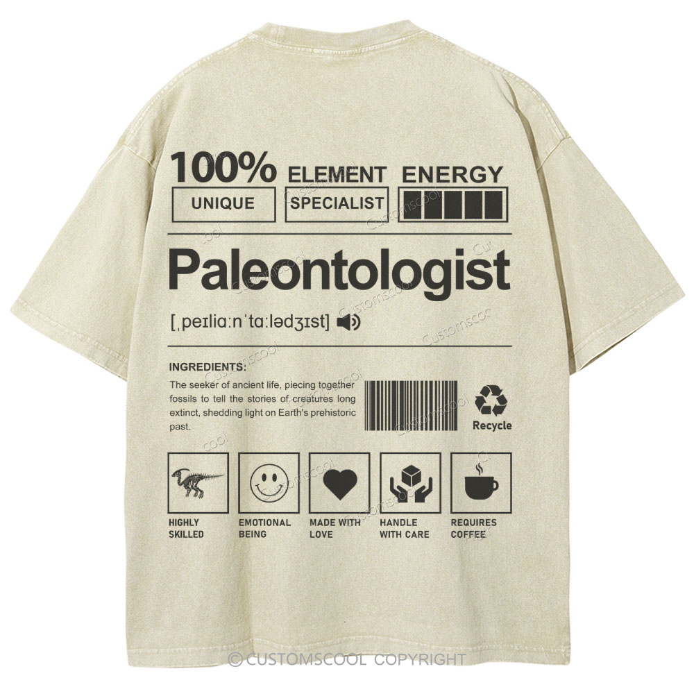 Paleontologist Unisex Fit Washed T-Shirt Customscool