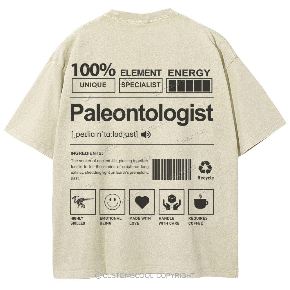 Paleontologist Unisex Fit Washed T-Shirt Customscool