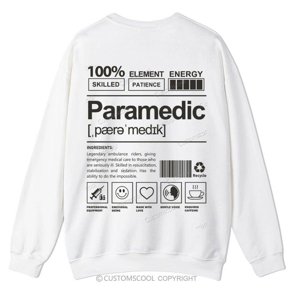 Paramedic Casual Crewneck Sweatshirt Customscool