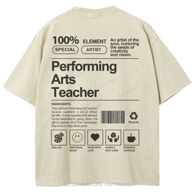 Performing Arts Teacher Unisex Fit Washed T-Shirt Customscool