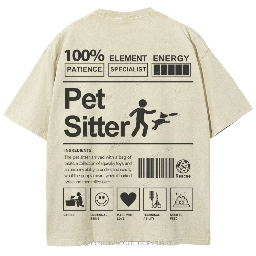Pet Sitter Unisex Fit Washed T-Shirt Customscool