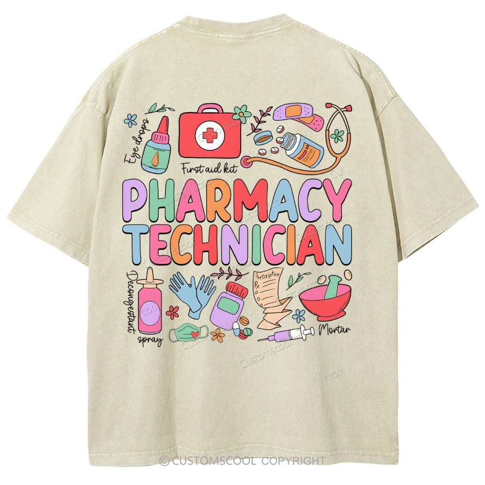 Pharmacy Tech Unisex Fit Washed T-Shirt Customscool