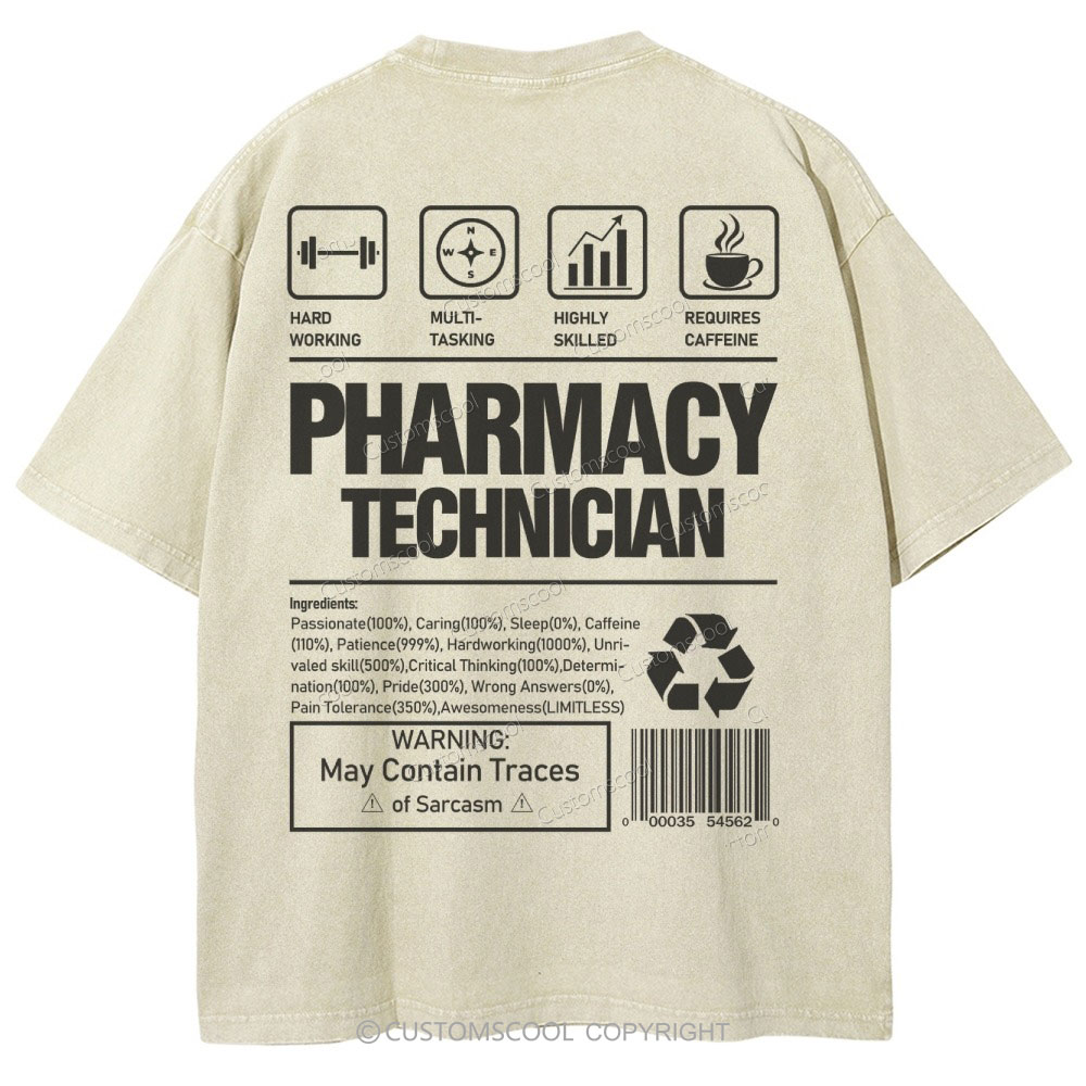 Pharmacy Technician Unisex Fit Washed T-Shirt Customscool