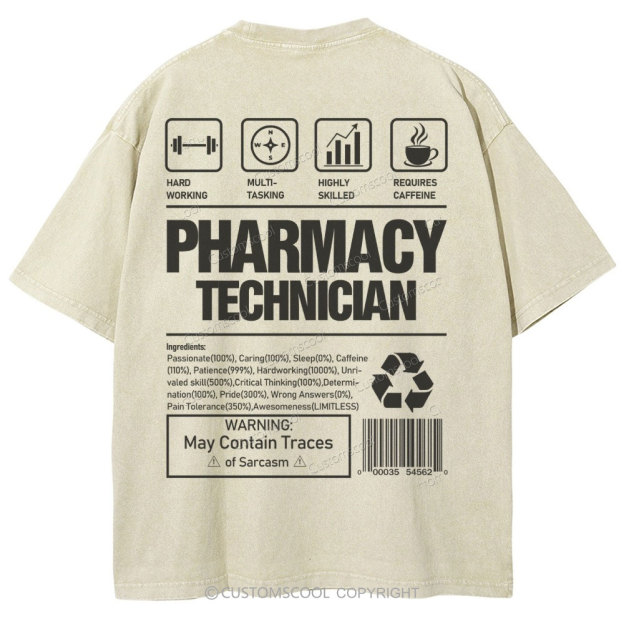 Pharmacy Technician Unisex Fit Washed T-Shirt Customscool