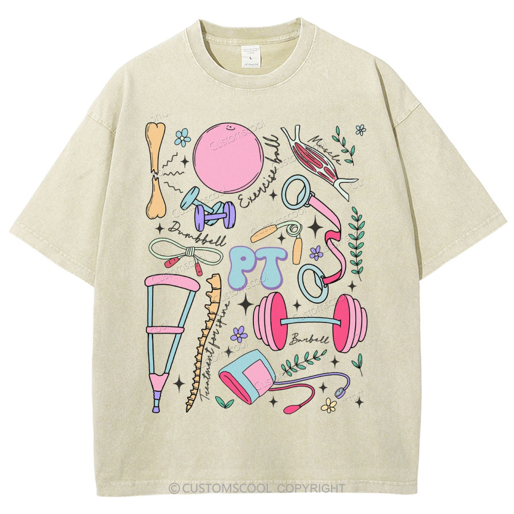 Physical Therapy Unisex Fit Washed T-Shirt Customscool