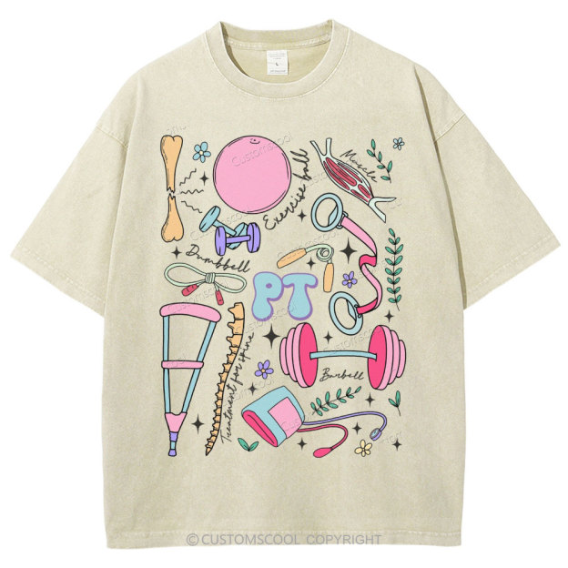 Physical Therapy Unisex Fit Washed T-Shirt Customscool