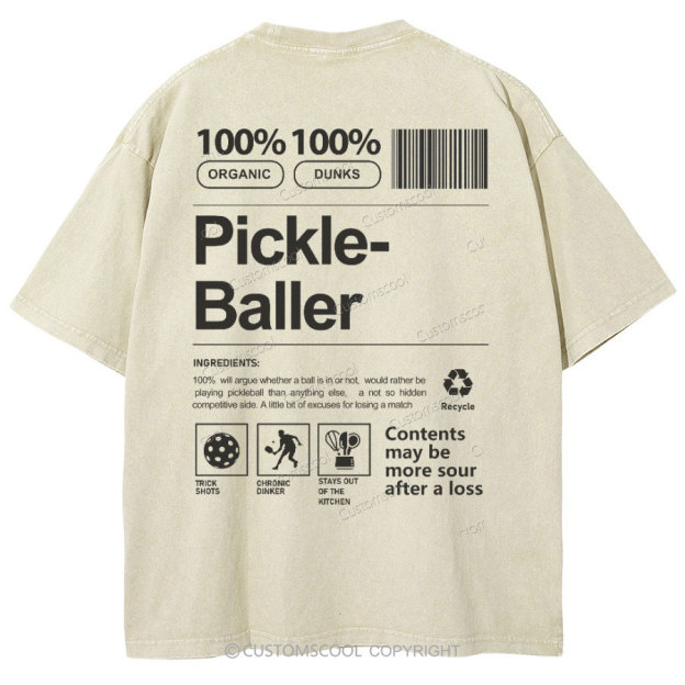 Pickle Baller Unisex Fit Washed Oversized T-Shirt Customscool
