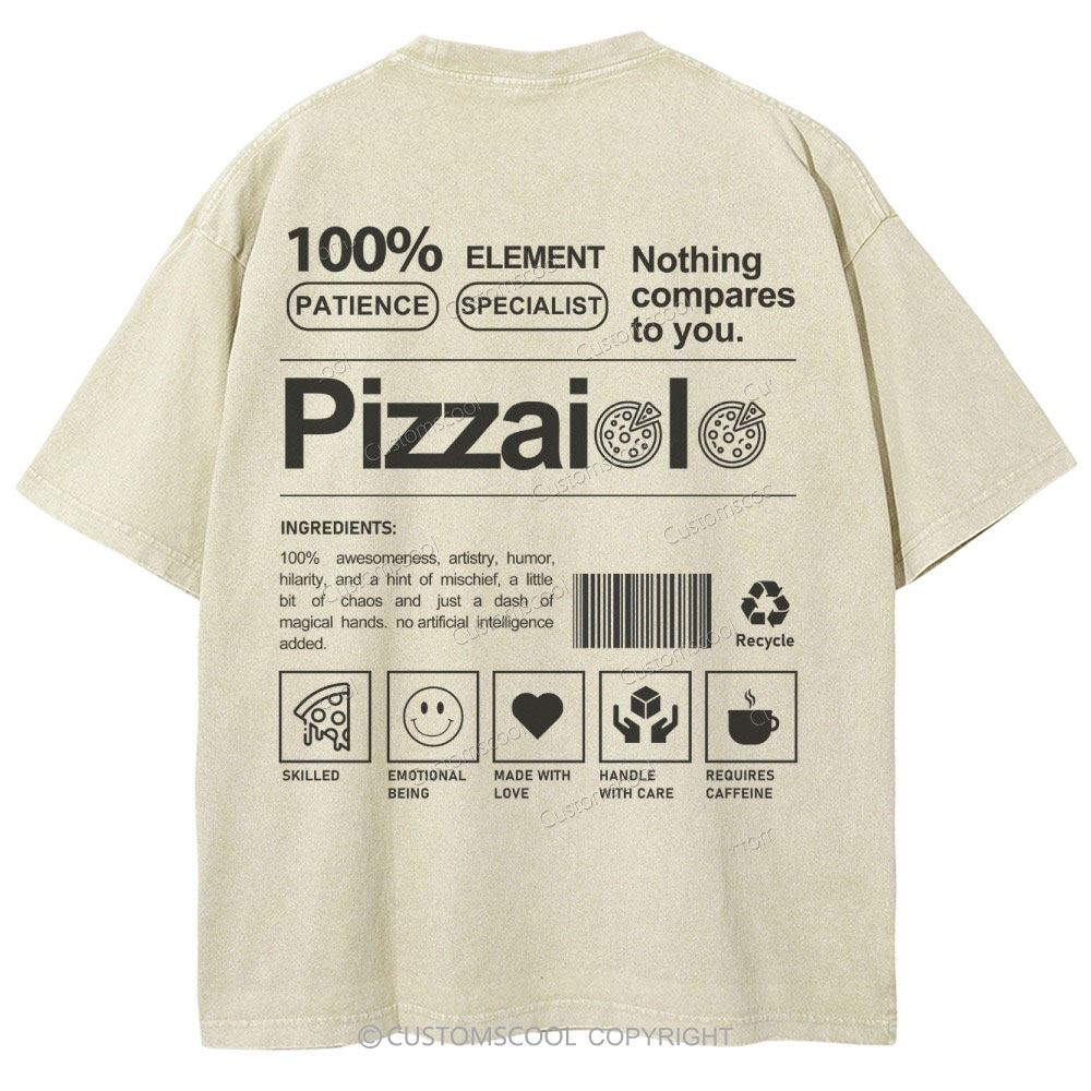 Pizzaiola Unisex Fit Washed T-Shirt Customscool