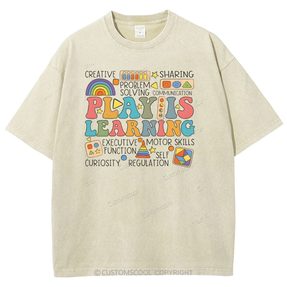 Play Is Learning Unisex Fit Washed T-Shirt Customscool