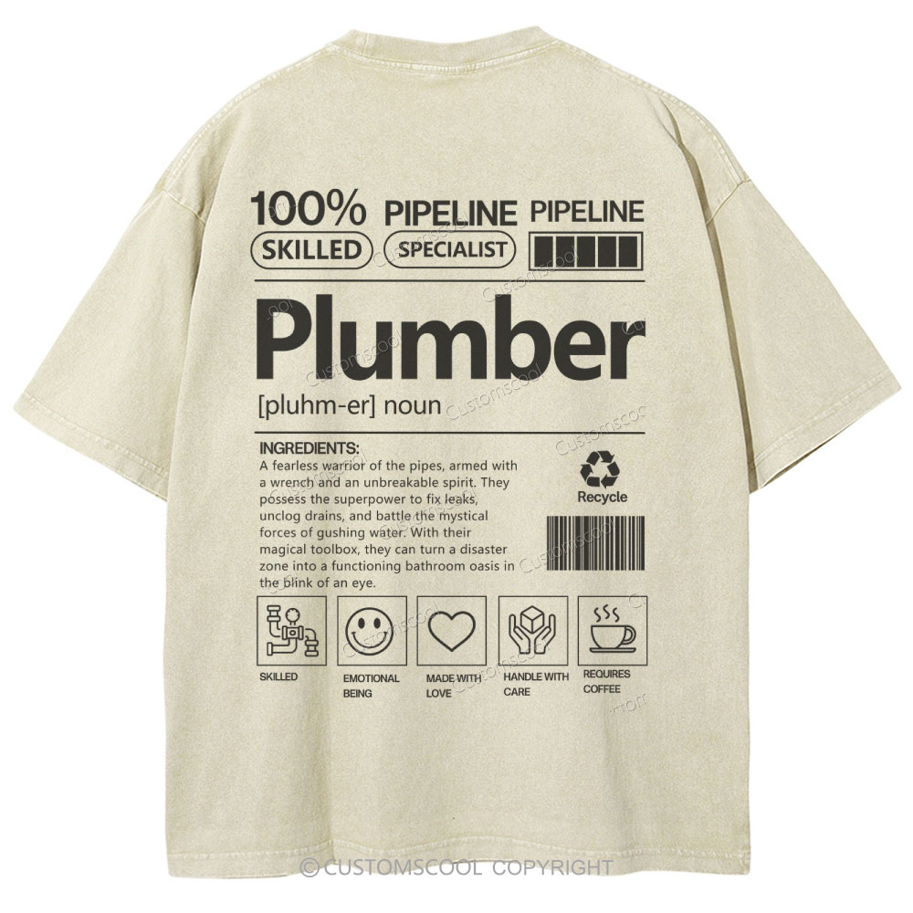 Plumber Unisex Fit Washed T-Shirt Customscool