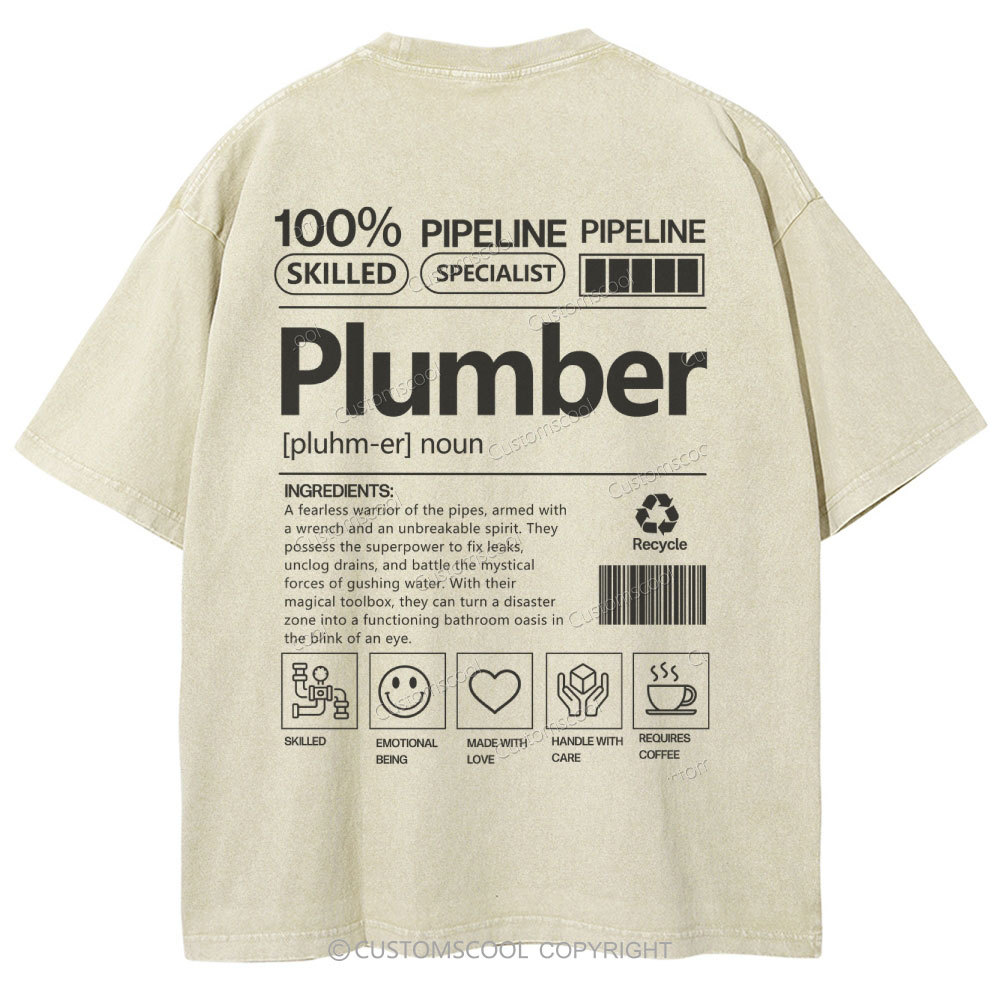 Plumber Unisex Fit Washed T-Shirt Customscool
