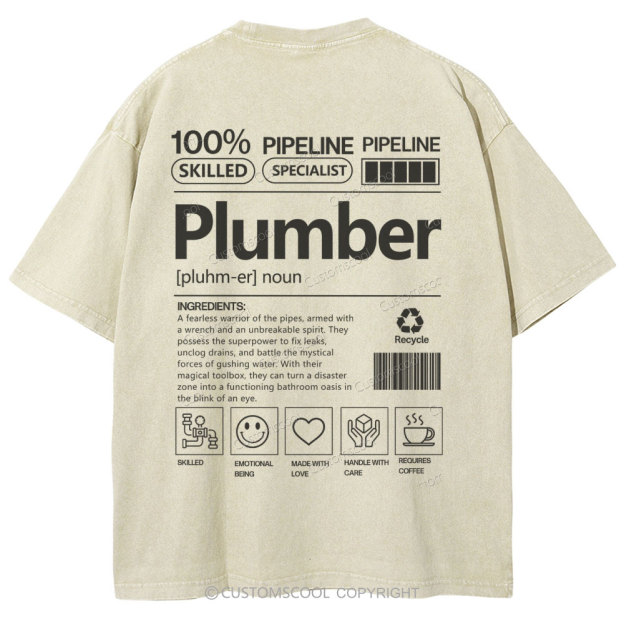 Plumber Unisex Fit Washed T-Shirt Customscool