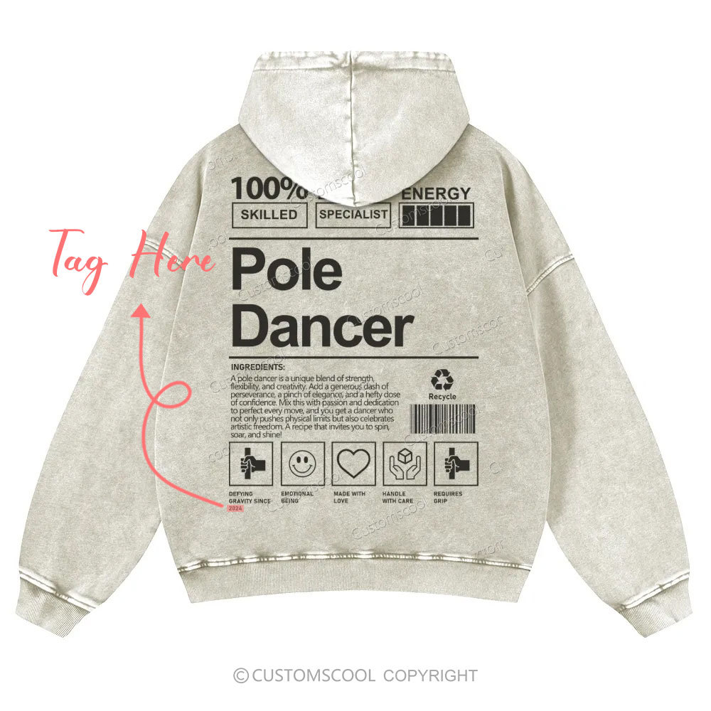 Pole Dancer AddCustom Casual Washed Hoodie Customscool