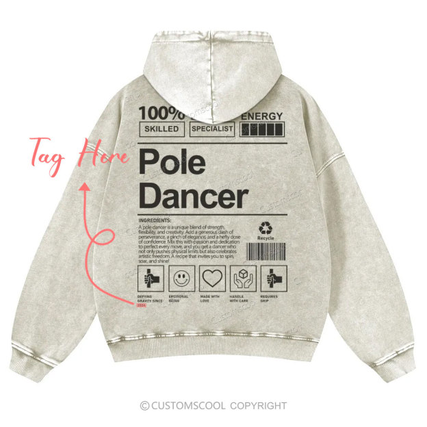 Pole Dancer AddCustom Casual Washed Hoodie Customscool