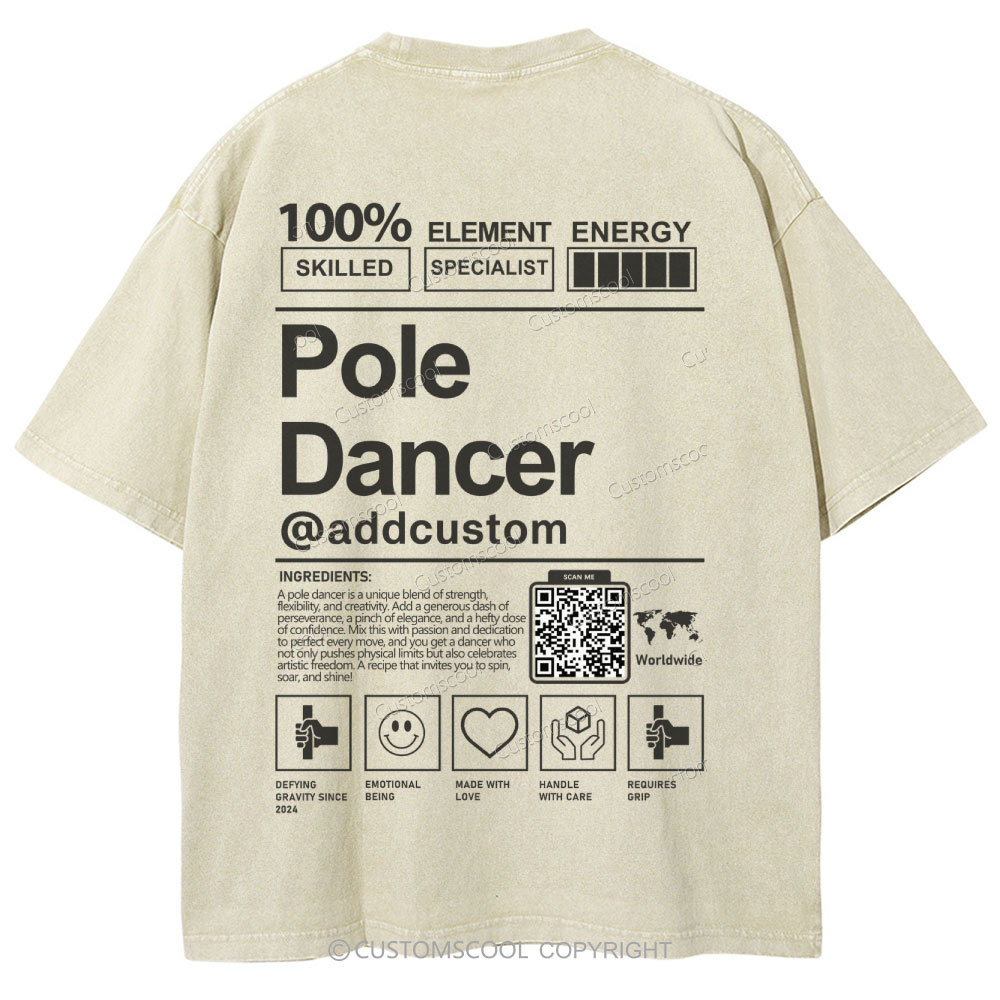 Pole Dancer Addcustom QR Code Unisex Fit Washed T-Shirt