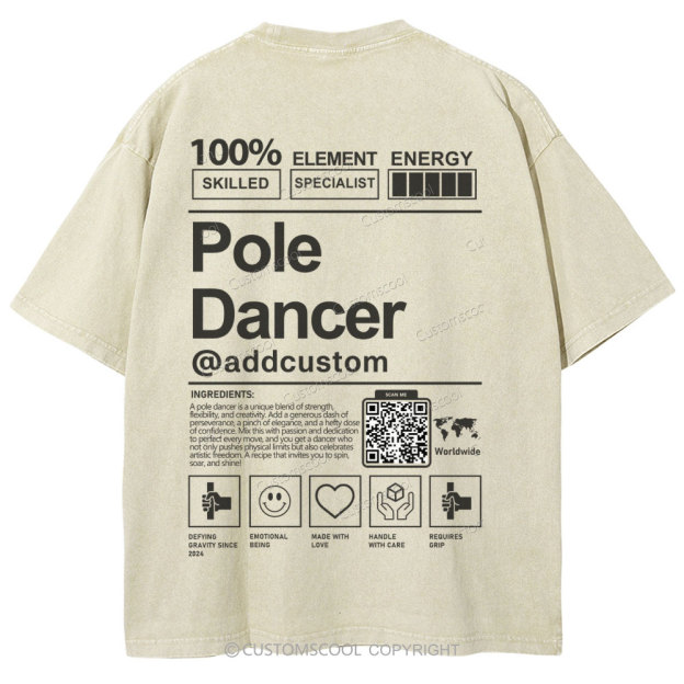 Pole Dancer Addcustom QR Code Unisex Fit Washed T-Shirt Customscool