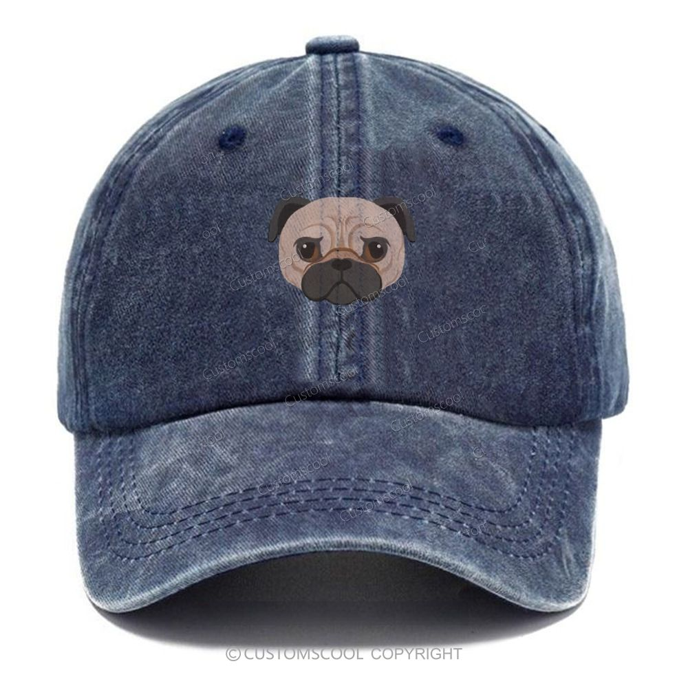 French Bulldog Golden Retriever Labrador Dachshund Dog Face Embroidered Unisex Vintage Casual Washed Cap Customscool