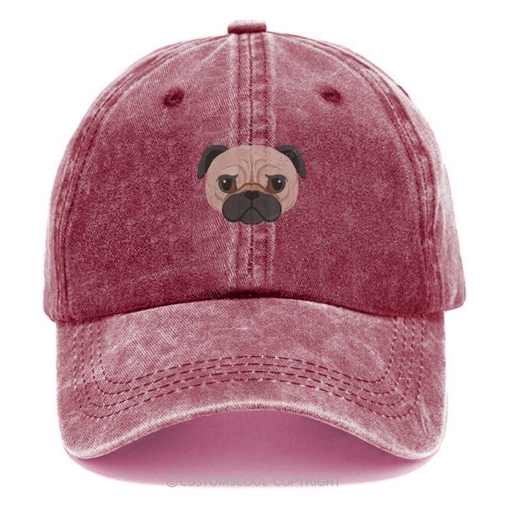 French Bulldog Golden Retriever Labrador Dachshund Dog Face Embroidered Unisex Vintage Casual Washed Cap Customscool