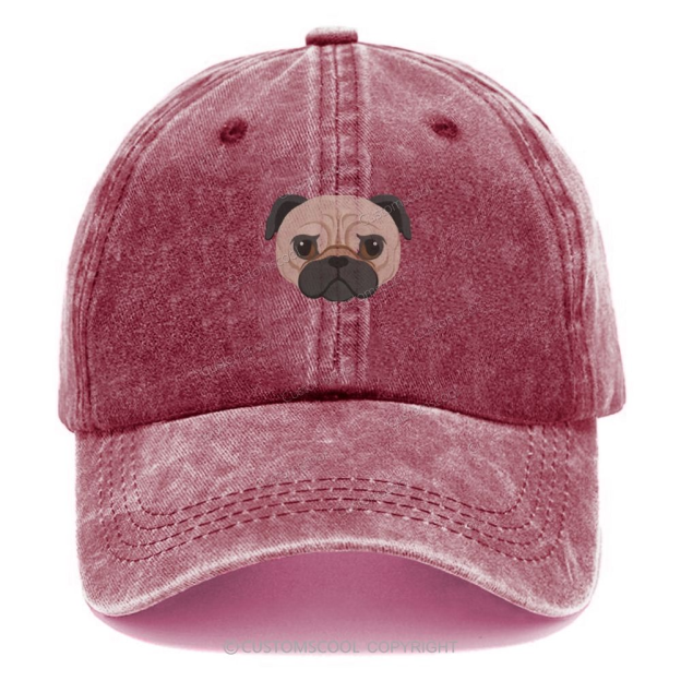 French Bulldog Golden Retriever Labrador Dachshund Dog Face Embroidered Unisex Vintage Casual Washed Cap Customscool