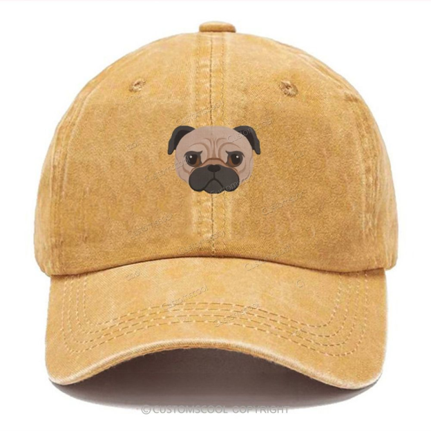 French Bulldog Golden Retriever Labrador Dachshund Dog Face Embroidered Unisex Vintage Casual Washed Cap Customscool