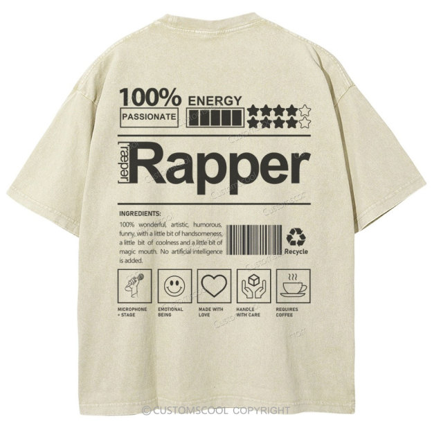 Rapper Unisex Fit Washed T-Shirt Customscool