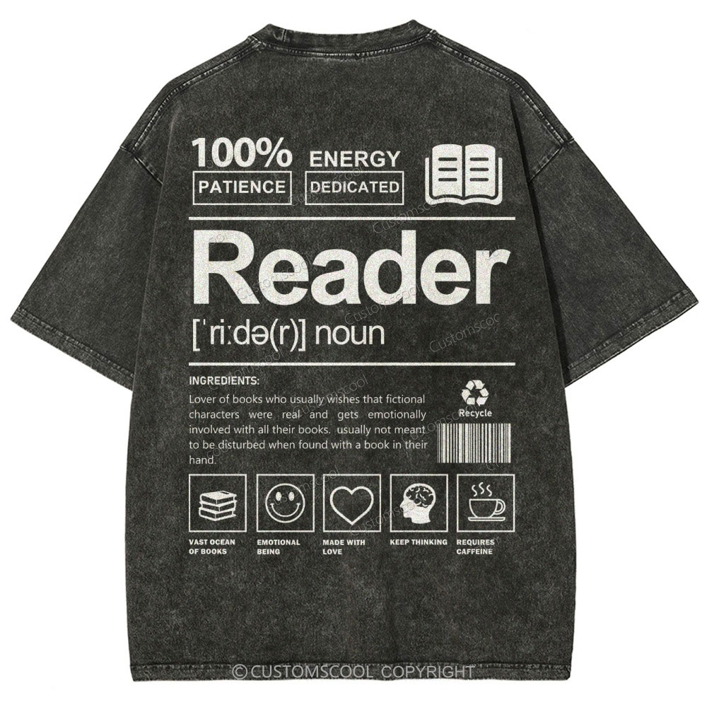 Reader Unisex Fit Washed T-Shirt Customscool