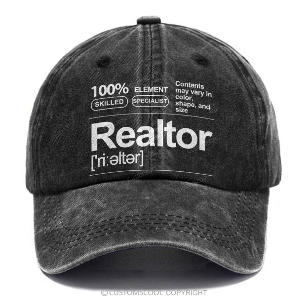 Realtor Unisex Vintage Casual Washed Cap Customscool