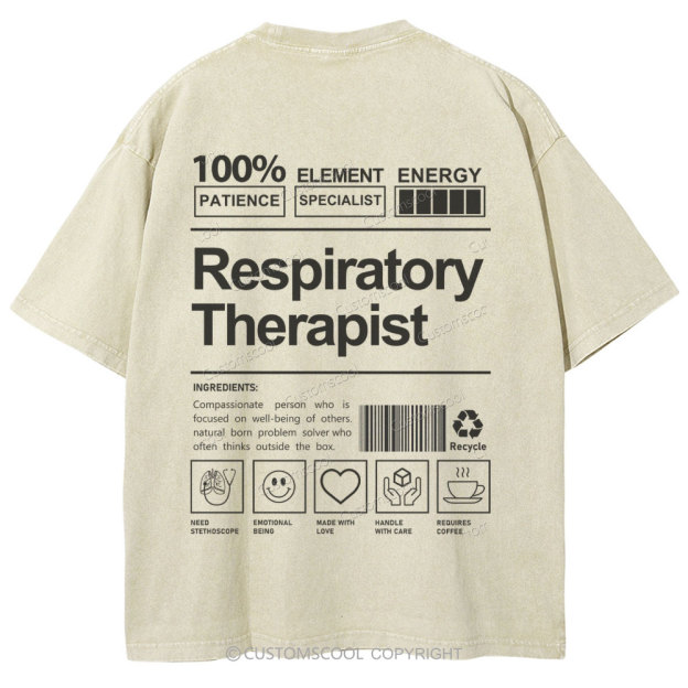 Respiratory Therapist Unisex Fit Washed T-Shirt Customscool